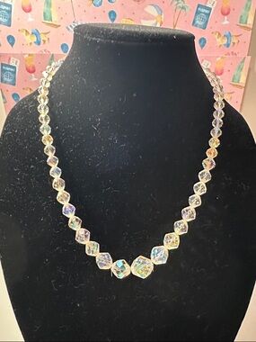 Aurora acrylic Bead Necklace - Clear Iridescent missing a strand